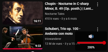 Widget YouTube Volume Boost en action